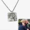 Nickel silver pendant with engraved photo + date on the back side Nickel silver pendant with engraved photo + date on the back side