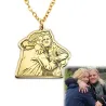 Silver gold plated pendant with engraved photo + date on the back side