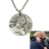 Nickel silver pendant with engraved photo + date on the back side Nickel silver pendant with engraved photo + date on the back side