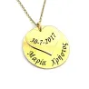 Gold plated silver disc and heart necklace with date or names