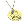Gold plated silver discs necklace with name, date and evil eye