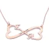 Silver rose gold plated necklace with infinity - hearts,  2 monograms and date Silver rose gold plated necklace with infinity - hearts,  2 monograms and date