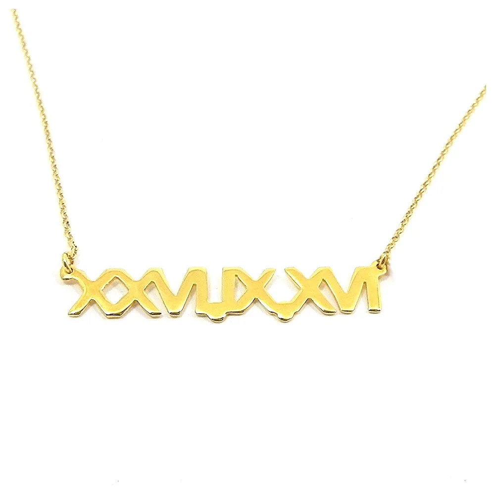 Silver gold plated necklace with your date in Latin form