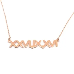 Silver rose gold plated necklace with your date in Latin form