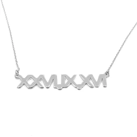 Ασημένιο επιπλατινωμένο κολιέ με λατινική ημερομηνία