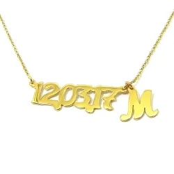 Silver gold plated necklace with your date and monogram