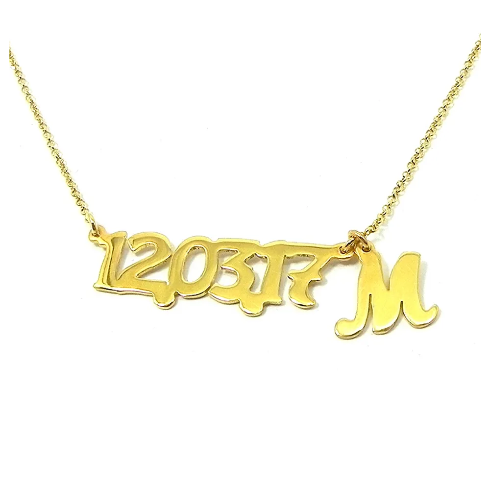 Silver gold plated necklace with your date and monogram