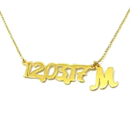 Silver gold plated necklace with your date and monogram