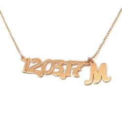 Silver rose gold plated necklace with your date and monogram