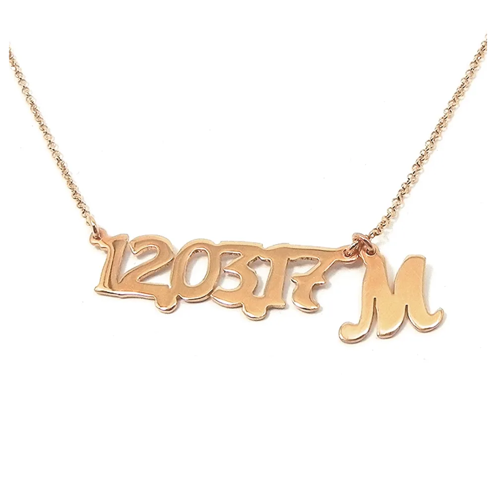 Silver rose gold plated necklace with your date and monogram