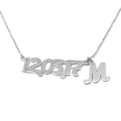 Silver platinum plated necklace with your date and monogram