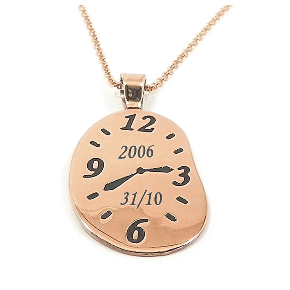 Silver rose gold plated necklace with your favorite time and date engraved