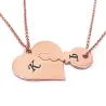 Set of 2 necklaces with heart  - with key in rose gold plated sterling silver Set of 2 necklaces with heart  - with key in rose gold plated sterling silver