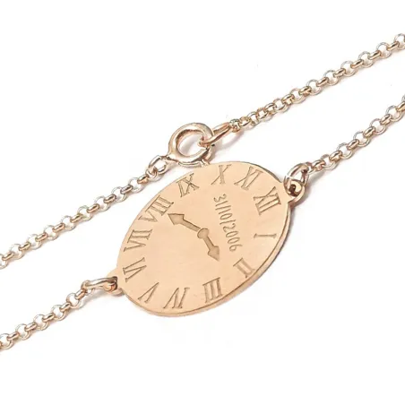 Silver rose gold plated watch bracelet with engraved dated and time