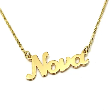 Silver gold plated necklace with the word Νονά