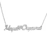 Silver platinum plated necklace with the word Mama and name with rhinestone on heart