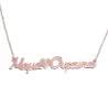 Silver rose gold plated necklace with the word Mama and name with rhinestone on heart