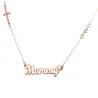 Silver rose gold plated necklace with the word mommy, rhinestone cross and evil eye Silver rose gold plated necklace with the word mommy, rhinestone cross and evil eye