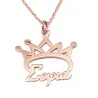 Silver rose gold plated necklace with your name on crown