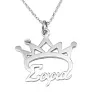 Silver platinum plated necklace with your name on crown