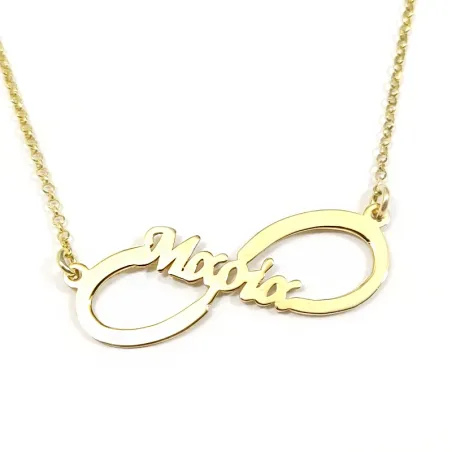 Silver gold plated infinity necklace with your name