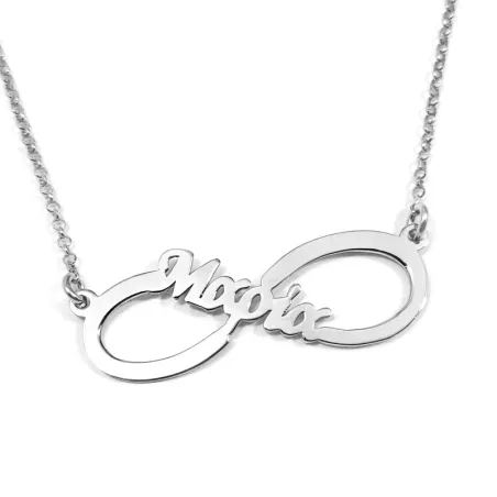 Ασημένιο επιπλατινωμένο κολιέ άπειρο με όνομα