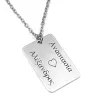 Silver platinum plated tag necklace with nams or dates, stainless steel chain