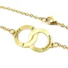 Silver gold plated ιnterlocking rings bracelet, stainless steel chain