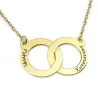 Silver gold plated Interlocking rings necklace, stainless steel chain