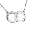 Silver platinum plated Interlocking rings necklace with engraved names or dates