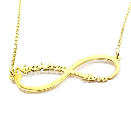 Silver gold plated Infinity necklace with 2 names