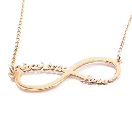 Silver rose gold plated Infinity necklace with 2 names