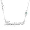 Silver platinum plated necklace with your name, cross and evil eye