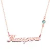 Silver rose gold plated necklace with your name and evil eye