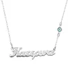 Silver platinum plated necklace with your name and evil eye
