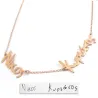 Silver rose gold plated double name necklace with your script