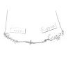 Silver platinum plated double name necklace with your script, rhinestone cross and evil eye