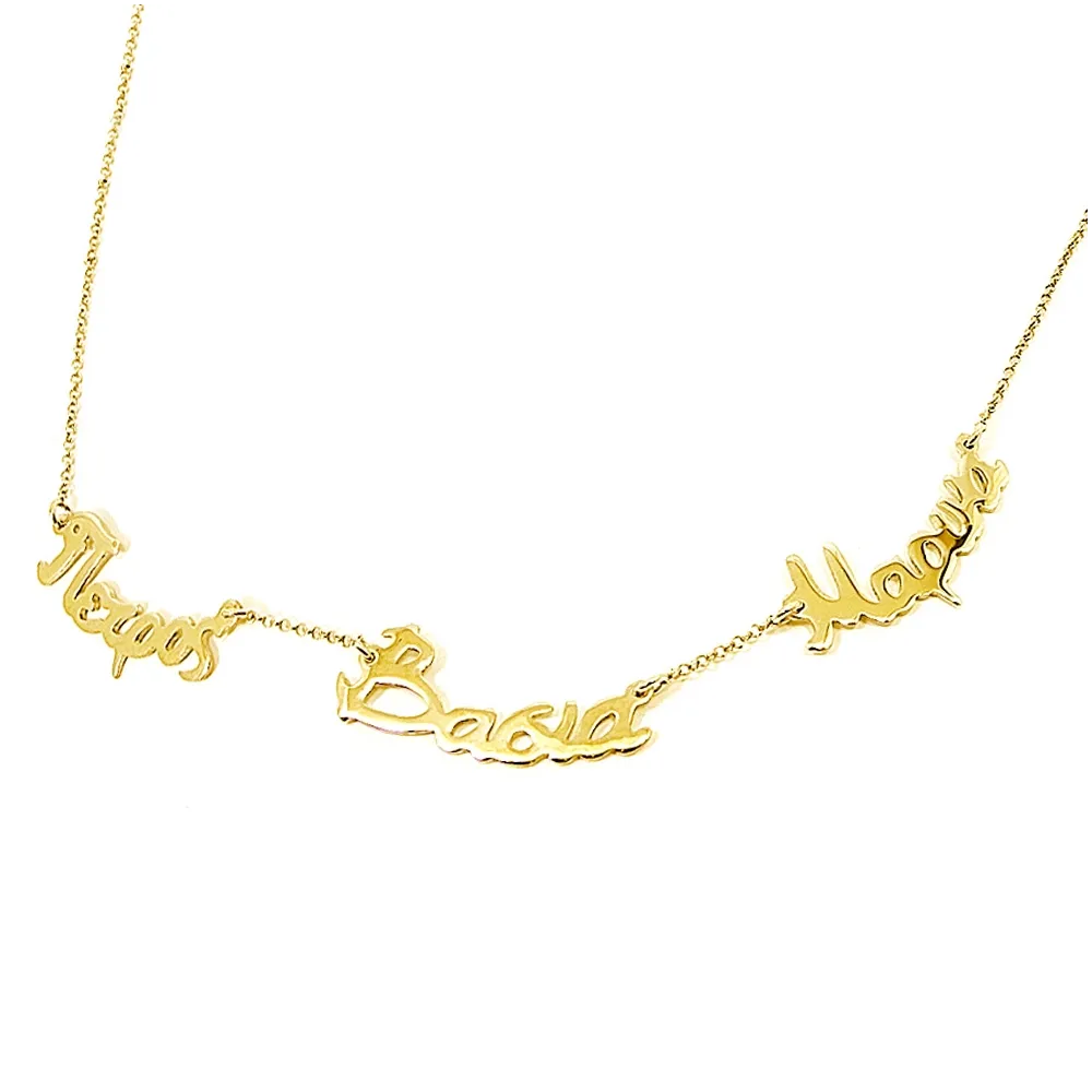 Silver gold plated necklace with 3 names
