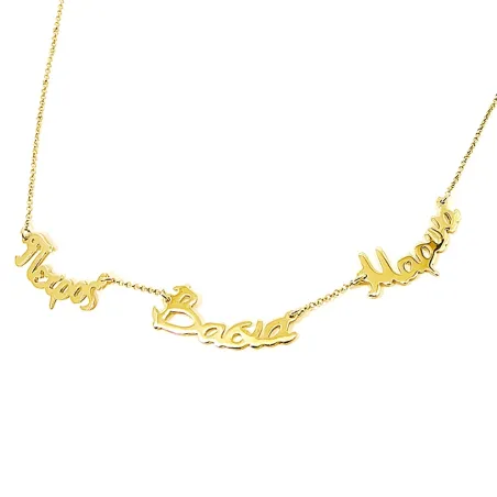 Silver gold plated necklace with 3 names