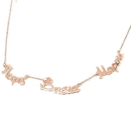 Silver rose gold plated necklace with 3 names