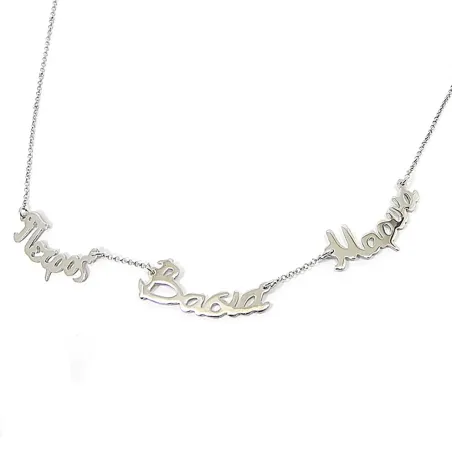 Silver platinum plated necklace with 3 names