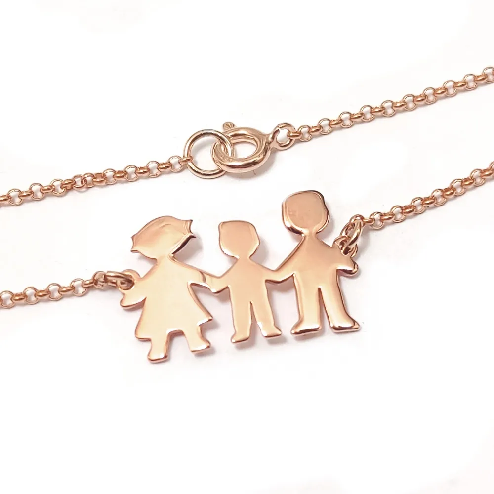 Silver rose gold plated bracelet with your family figures Silver rose gold plated bracelet with your family figures