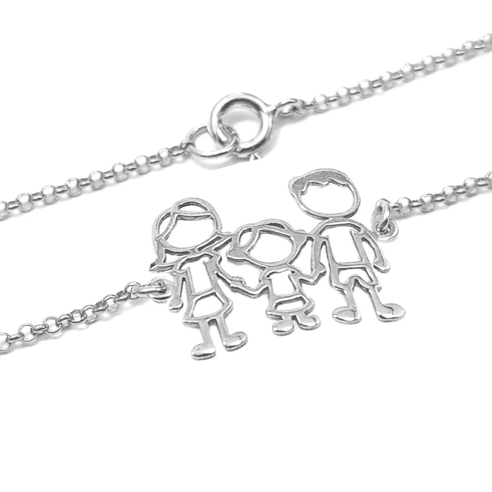 Silver platinum plated bracelet with your family figures Silver platinum plated bracelet with your family figures