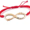 Silver rose gold plated infinity bracelet with monograms and date and red macrame cord Silver rose gold plated infinity bracelet with monograms and date and red macrame cord