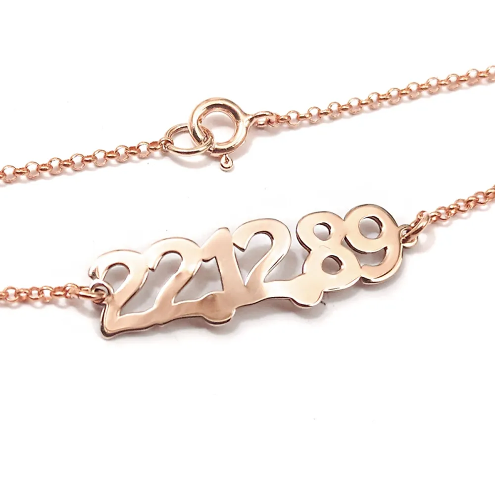 Silver bracelet with your date with sterling silver chain, rose gold plated Silver bracelet with your date with sterling silver chain, rose gold plated
