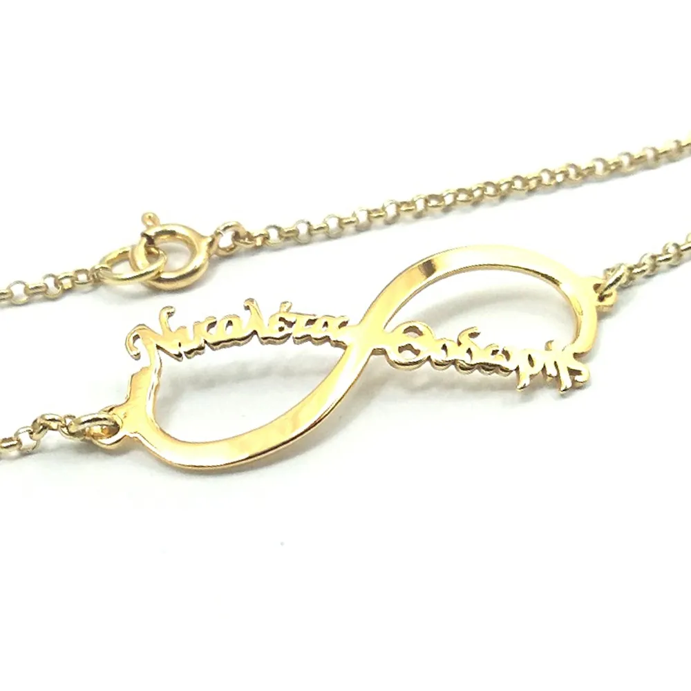 Silver gold plated Infinity bracelet with 2 names