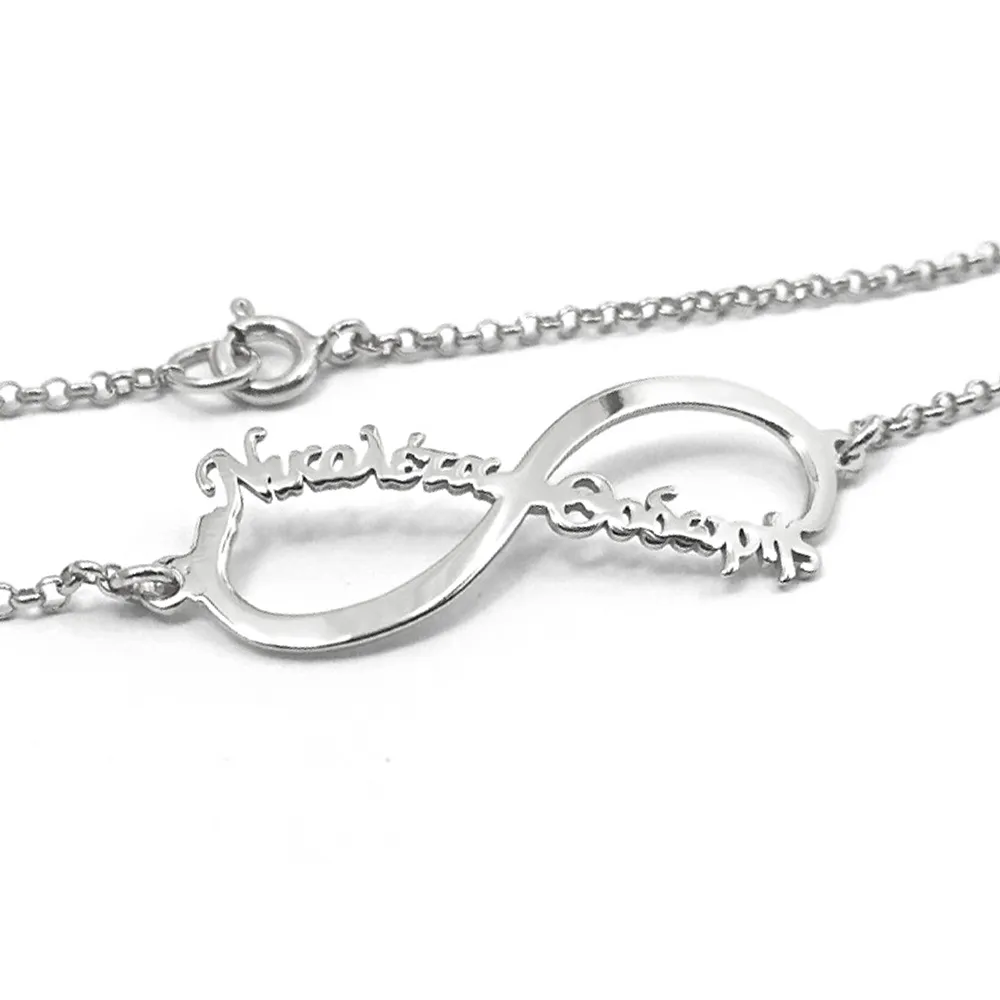 Silver platinum plated Infinity bracelet with 2 names Silver platinum plated Infinity bracelet with 2 names