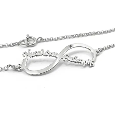 Silver platinum plated Infinity bracelet with 2 names