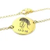 Silver gold plated bracelet with a mommy holding baby and engraved date