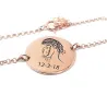 Silver rose gold plated bracelet with a mommy holding baby and engraved date